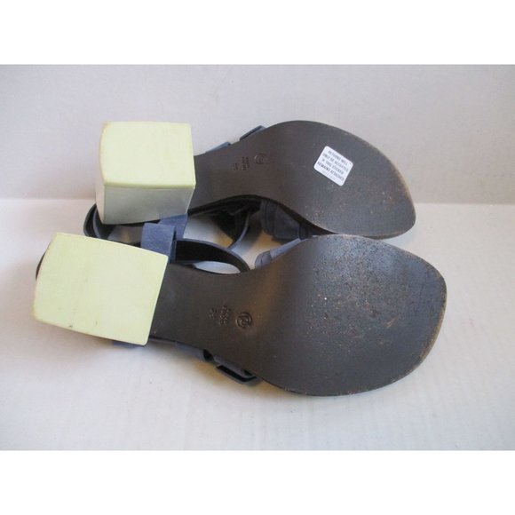 **3.1 Phillip Lim Slate Blue Suede and White Leather Strappy Block Heel Sandals - Picture 7 of 8